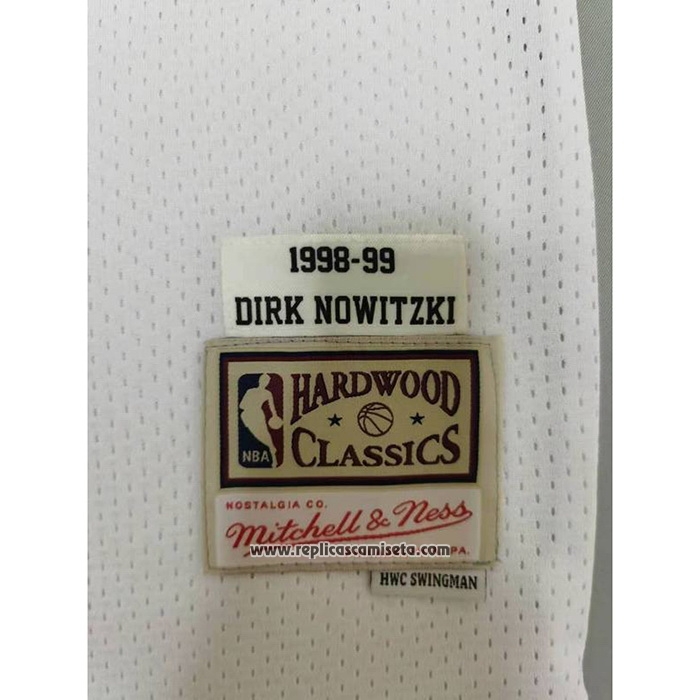 Camiseta Dallas Mavericks Dirk Nowitzki #41 Mitchell & Ness 1998-99 Blanco
